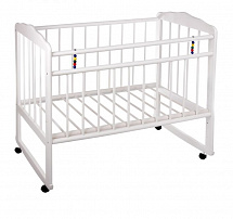 Кровать детская Женечка-3, колесо, качалка 
(белая) - Цвет белый - Картинка #1